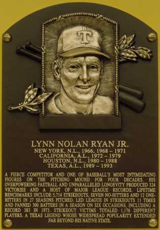 Nolan Ryan's Hall of Fame Plaque