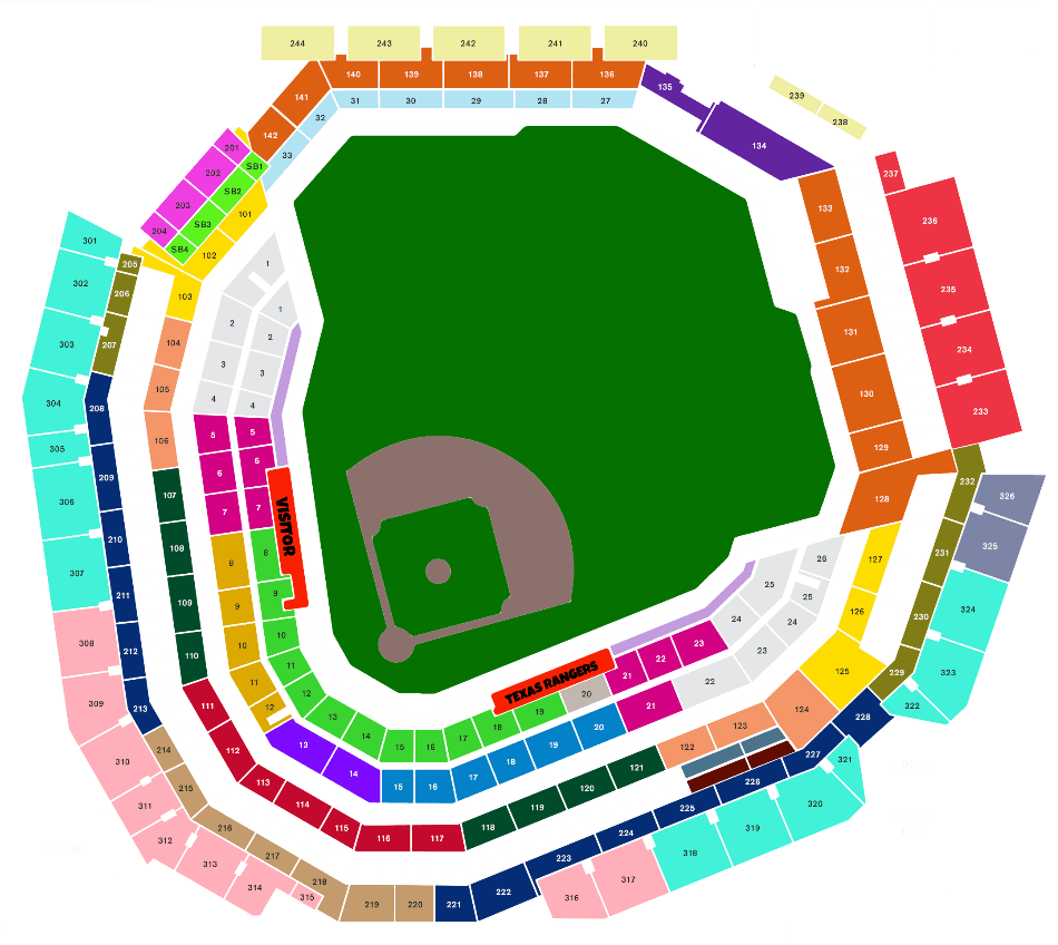 seating texas rangers stadium